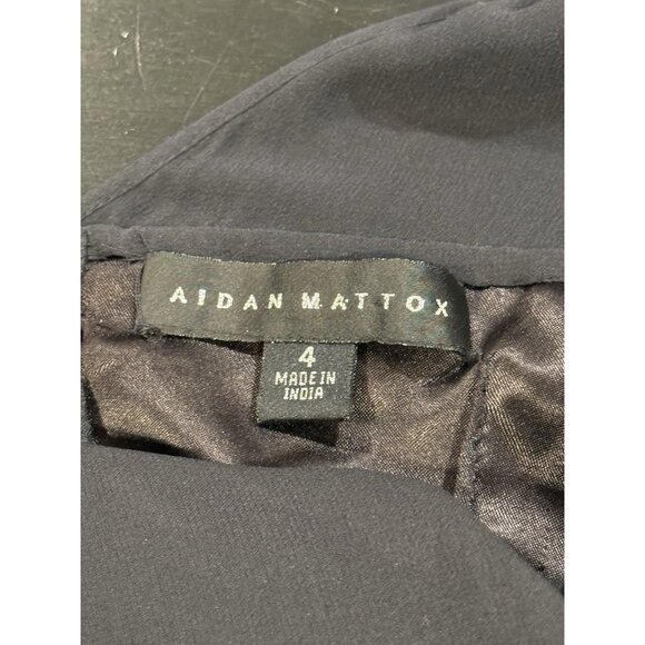 Aidan Mattox Black Sequin Silk Mini Dress Cocktail Party Dress Womens size 4 - Picture 6 of 12